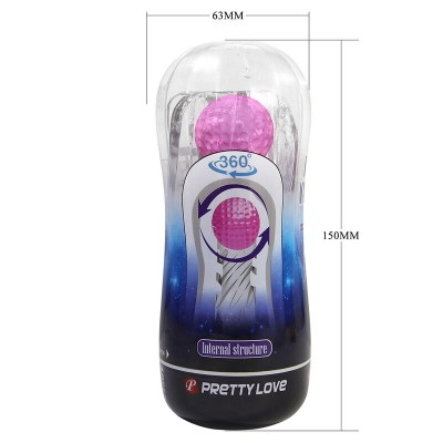 PRETTY LOVE - COPO DE MASTURBAÇÃO TEXTURIZADO 360º TRANSPARENTE - D-245970 - Dona Pimenta